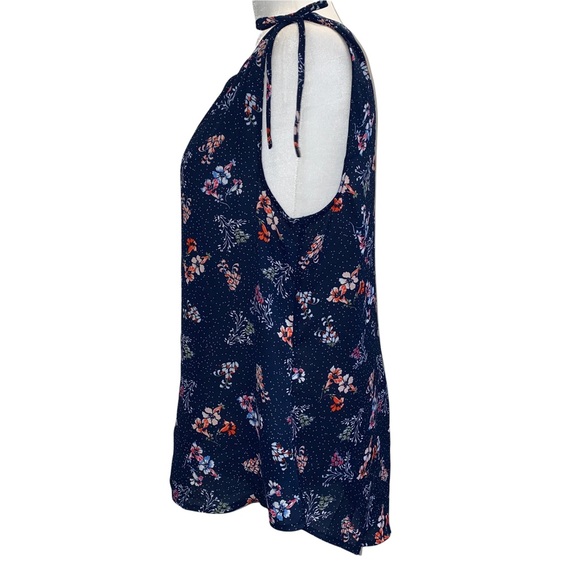 Sanctuary Sleeveless Navy Polka Dot and Floral Print Blouse M - Picture 8 of 15